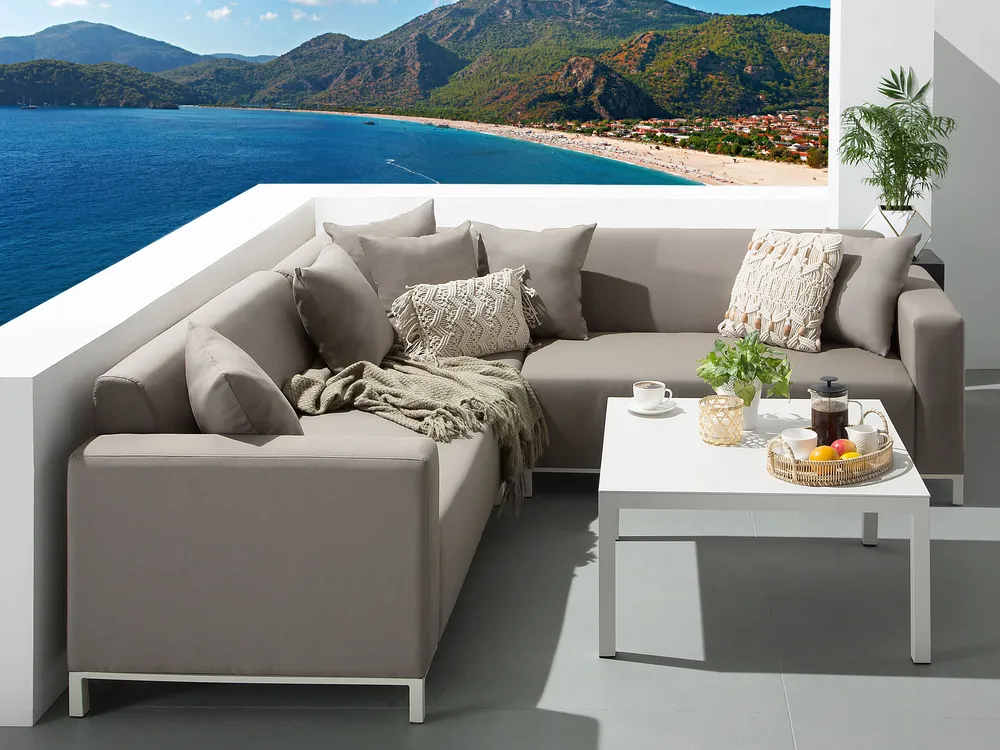 Tuin hoekloungeset met tafel 5-zits BELIZE linkszijdig modulair Beige