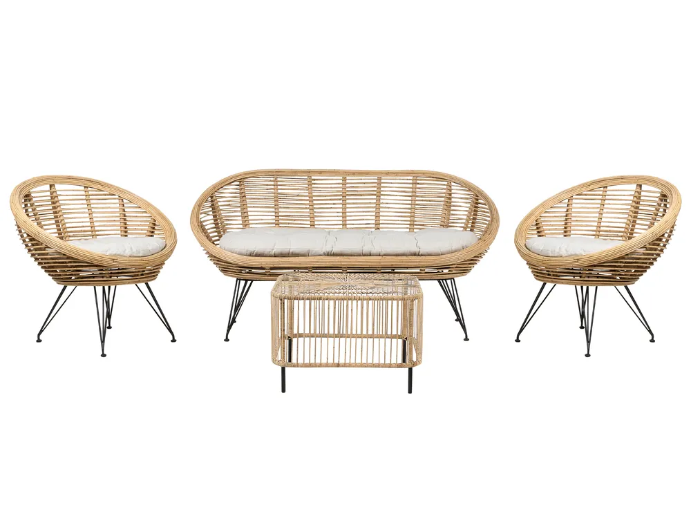 MARATEA/CESENATICO 4-zits Loungeset met Tafel Natuurlijk Rotan - Afbeelding 2