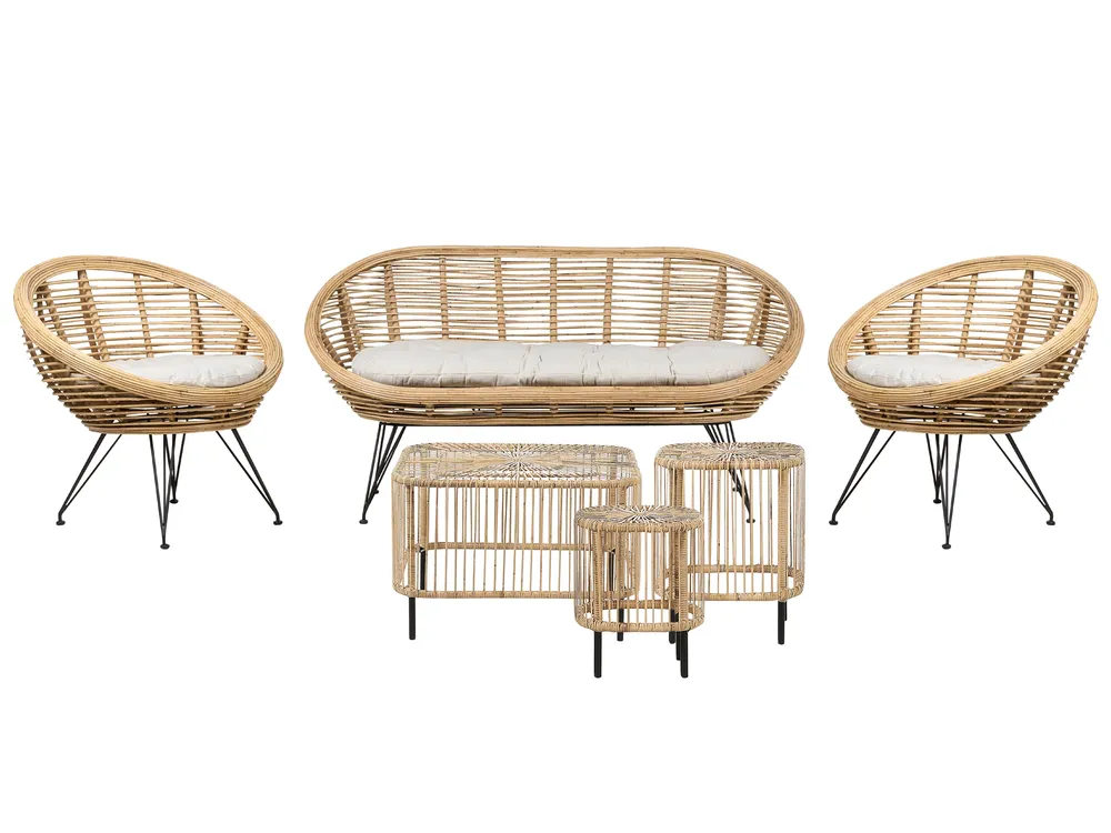 MARATEA/CESENATICO 4-zits Loungeset met Tafel Natuurlijk Rotan - Afbeelding 2