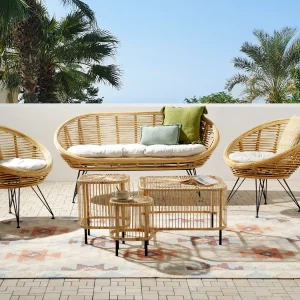 MARATEA/CESENATICO 4-zits Loungeset met Tafel Natuurlijk Rotan