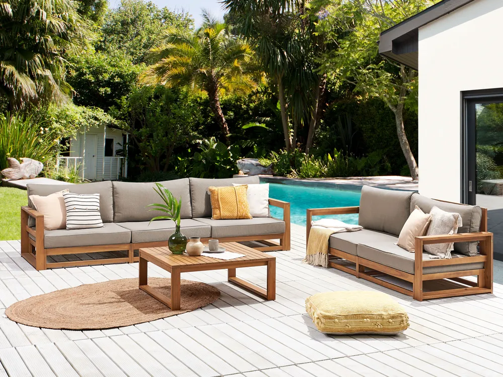 TIMOR 5-zits Loungeset met Tafel | Lichtbruin Gecertificeerd Acaciahout Modulair - Afbeelding 3