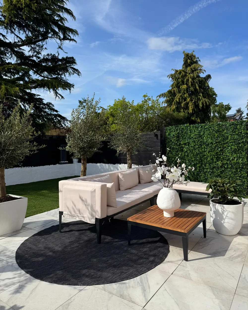 BRACCIANO 3-zits Tuin Hoekloungeset met Tafel Linkszijdig | Lichtbeige Acaciahout - Afbeelding 4